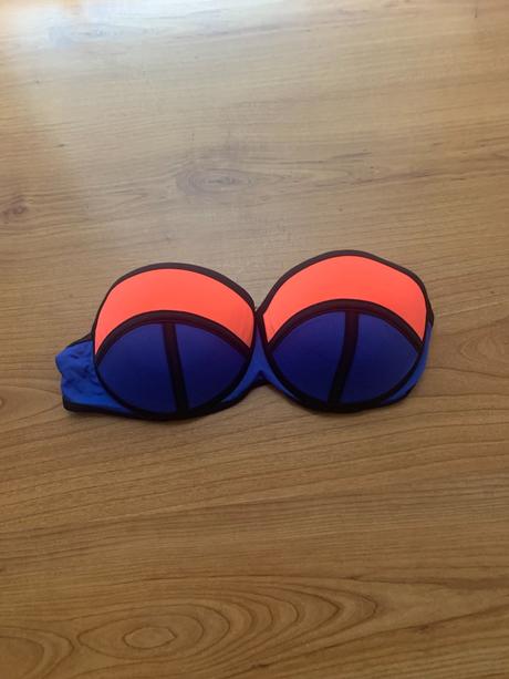 Oranžovo modrá plavková podprsenka, s