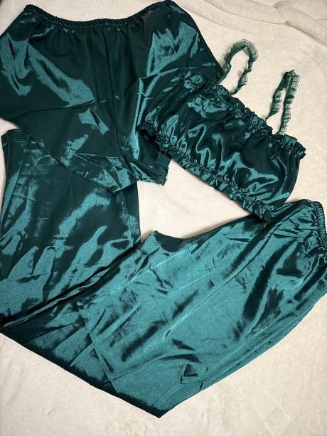 Satenové pyžamko set dlhé/kratke, xs