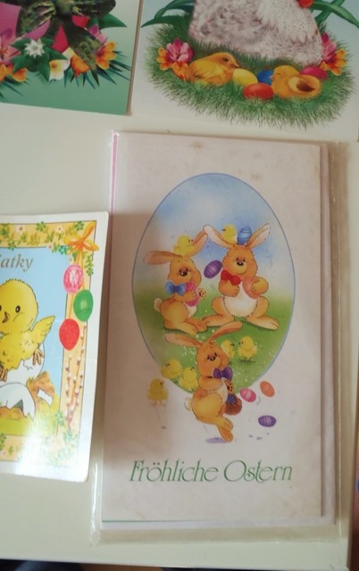 4 x pohladnica veľka noc+ samolepky,