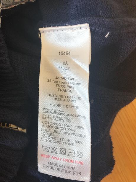 Jacadi tmavomodrý sever s kvetinovou kapucňou, jacadi,140