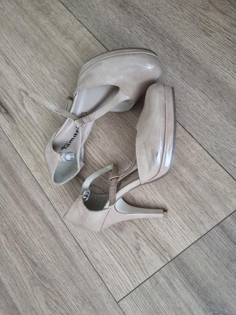 Krémové kožené lodičky tamaris 36, tamaris,36