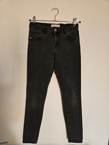 Zara čiernošedé rifle džínsy 164, zara,164