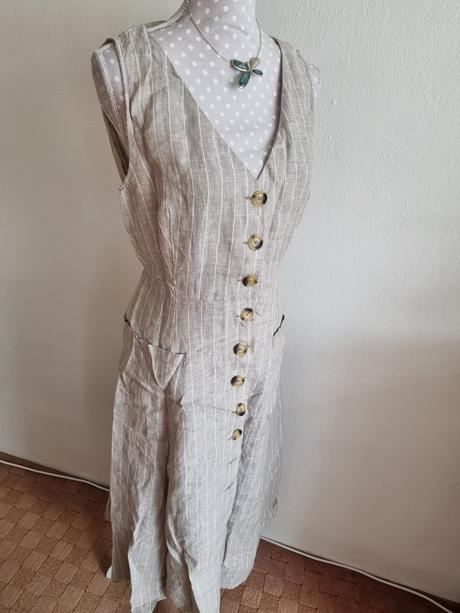 Ľanové prepínacie šaty ražnej farby mango veľ. l, mango,l