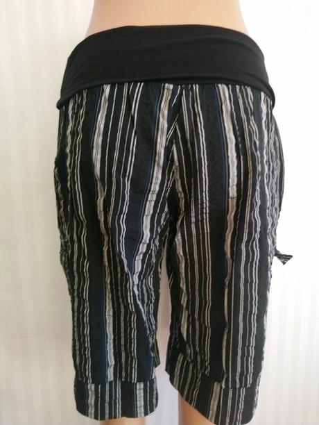 Dámske elastické čierno sivé trištvťáky, pásiky, xl