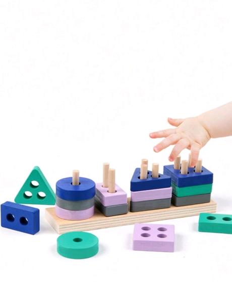 Drvené skladačky montessori sada 17ks, 