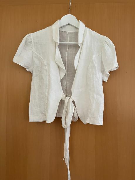 Bieľa ľanová blúzka/košielka, s