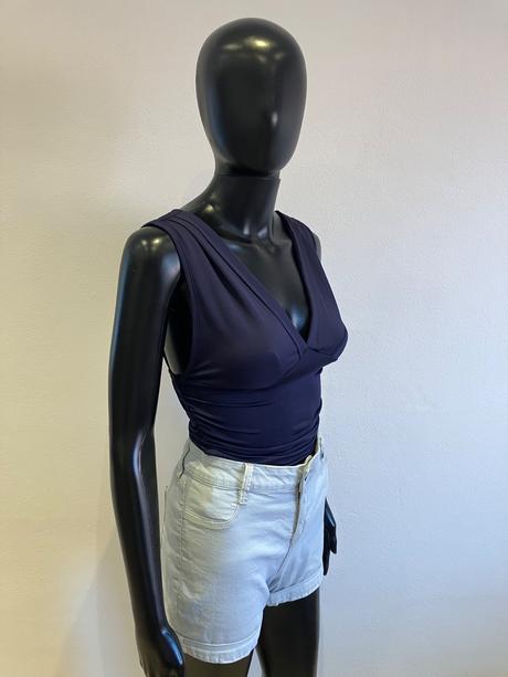 Dámske tričko nariasené tmavomodré shein (xs), xs