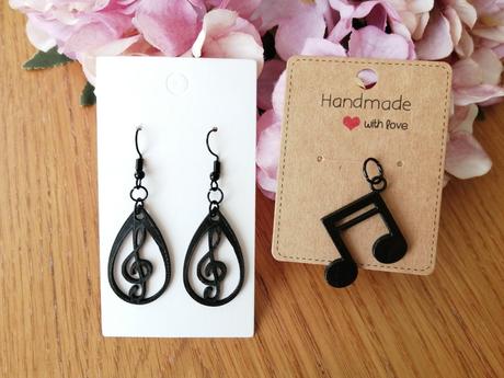 Náušnice husľový kľúč  + prívesok nota, 