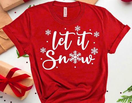 Červené vianočné tričko "let it snow", v. l, l