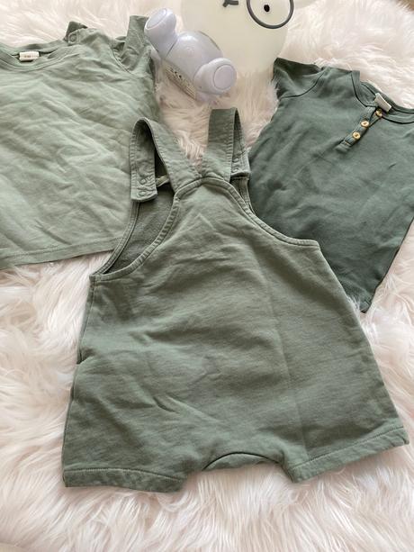 Šortky na traky h&m+2 trička h&m, 74