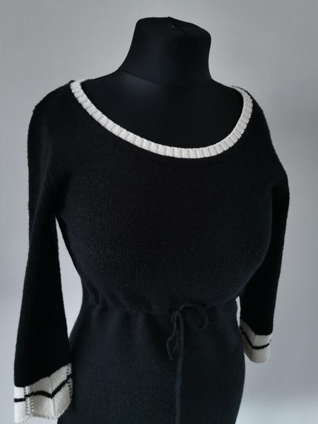 Pletené čierne šaty s 3/4 rukávmi bodyflirt, bonprix,s