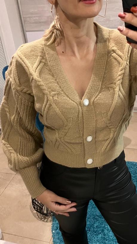 Dámsky vzorovaný sveter s balónovými rukávmi, l / m / s / xl