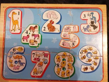 Puzzle číslice, zvieratká,
