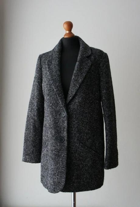 Elegantný melírovaný vlnený kabát, clockhouse,s