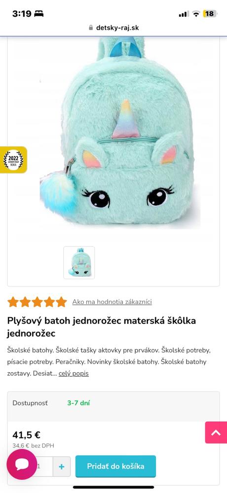 Menší milučkýýý plyšový ruksak jednorožec,