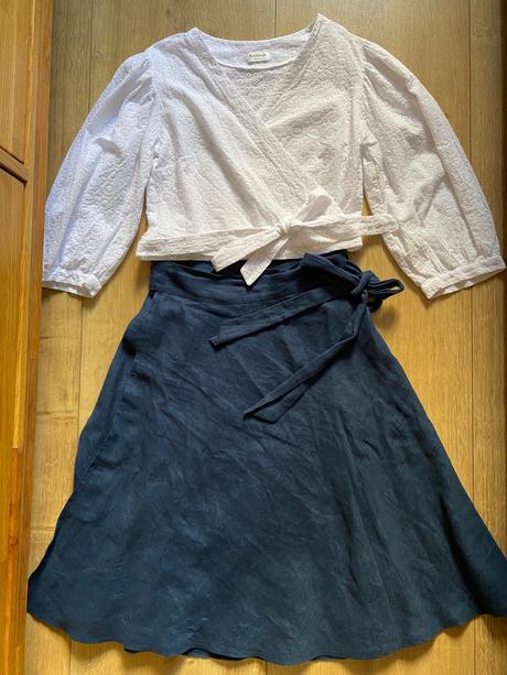 Rivica ľanová zavinovacia sukňa uni, 