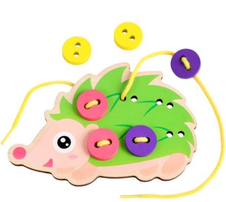 Montessori hračka - ježko - navliekanie gombíkov, 