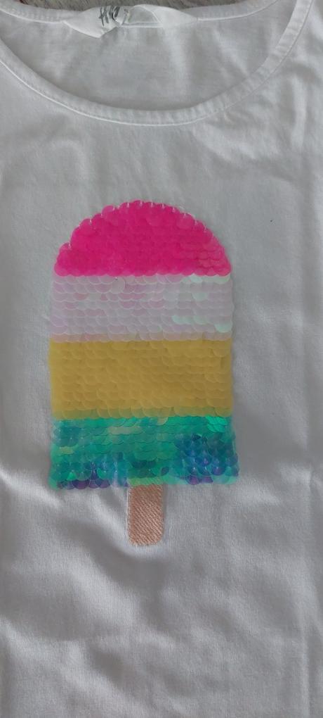 Krásne tričko na ramienka s flitrami, h&m,134