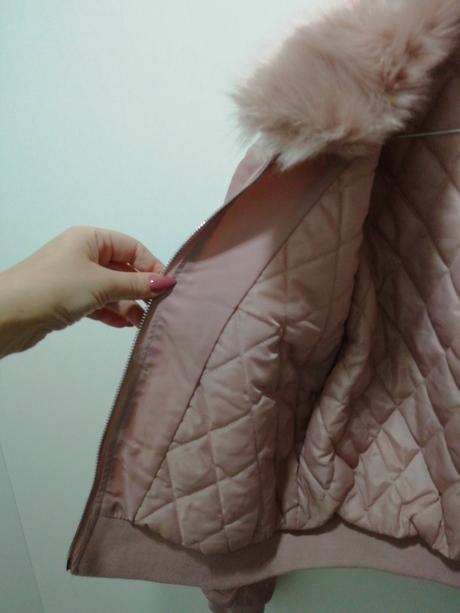 Ružová bomberka bunda s odopínateľnou kožušinkou, river island,152