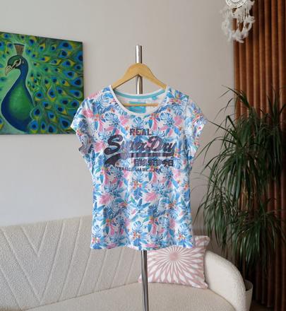 Dámske tričko s tropickým vzorom, superdry,l