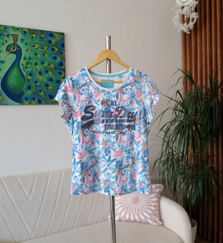 Dámske tričko s tropickým vzorom, superdry,l