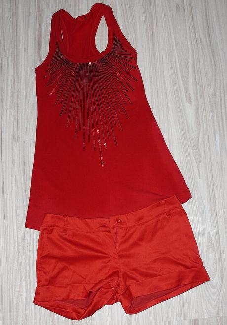 Červené tričko+kraťasy, m