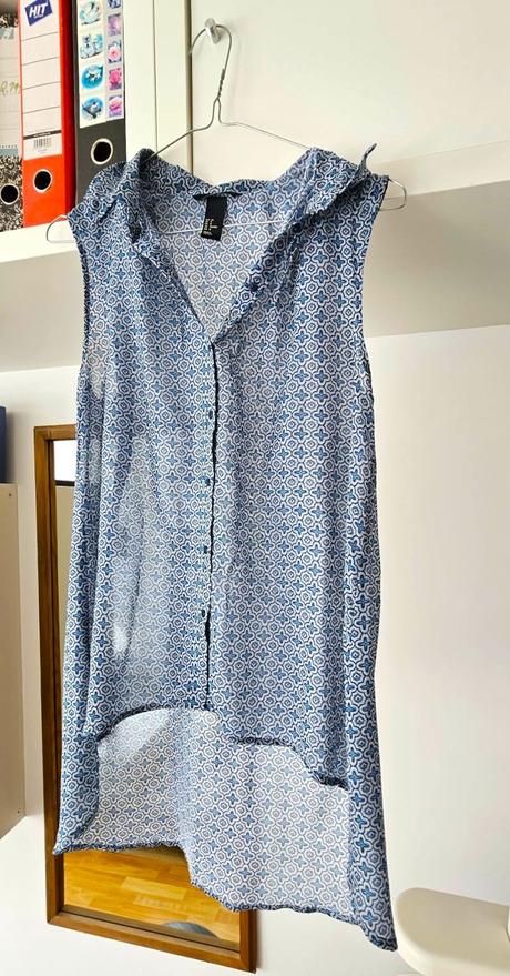 H&m ľahká letná modrá blúzka bez rukávov, veľ. 38, h&m,m