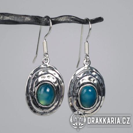 Strieborné náušnice s modrým chalcedonom, 