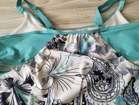 Tyrkysovo biele plavky/tankiny, v. 2xl, xxl