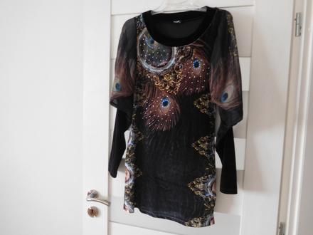 Blúzka 38v, čierno tyrkysová,, 38