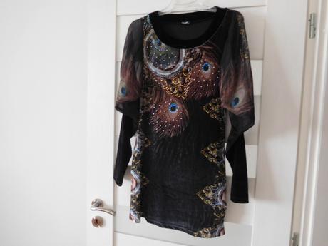 Blúzka 38v, čierno tyrkysová,, 38