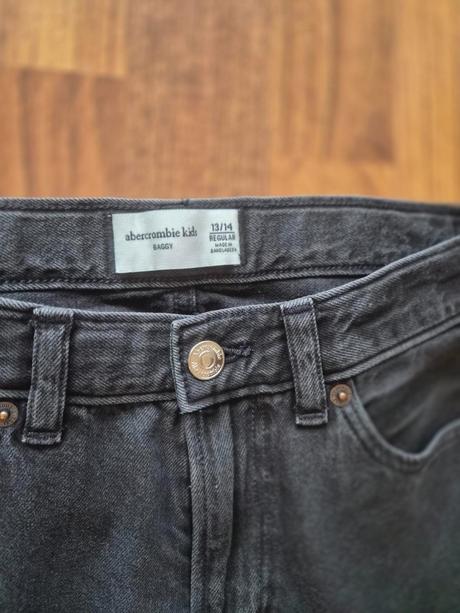 Nové čierne baggy rifle abercrombie 152 / 158, abercrombie&fitch,152