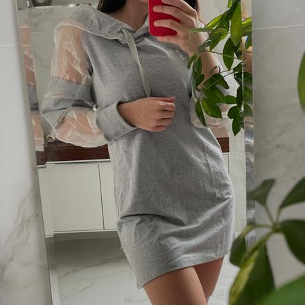 Met luxusná mikinová minišaty s ozdobnými ruká, met,s