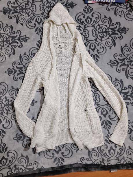 Biely pletený kardigan abercrombie and fitch, abercrombie&fitch,s
