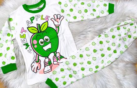 Detské bavlnené pyžamo jablko zelené, 80 - 140
