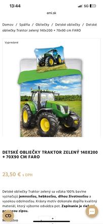 Detske obliečky s traktorom, šírka (cm): 140,dĺžka (cm): 200