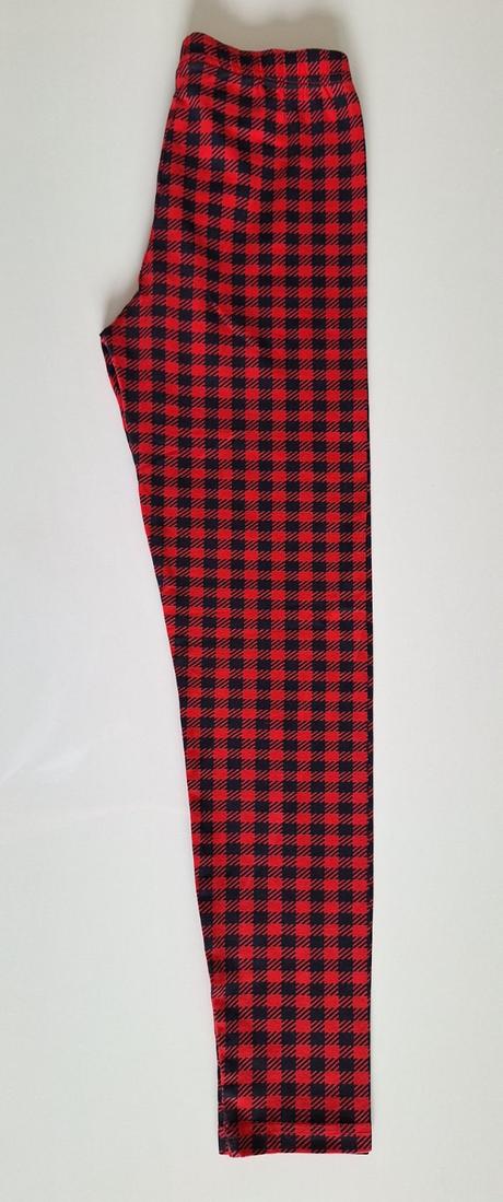Legíny červeno-čierne kárované, h&m,146