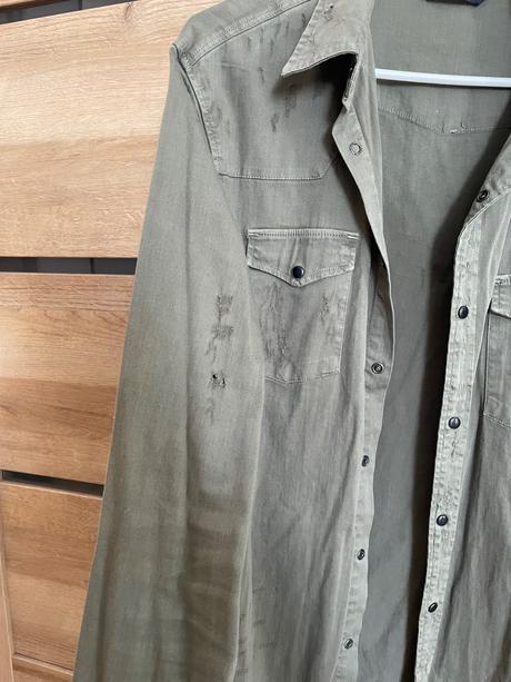 Khaki roztrhaná košeľa pánska, zara,m