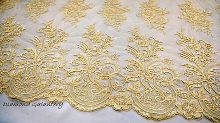 Krajková látka - krémová - cena za 10 cm, 