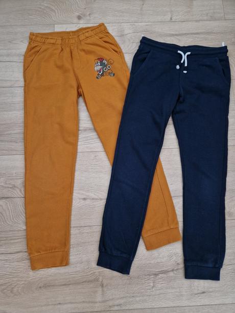 Teplaky 2x modré horčicove, 134