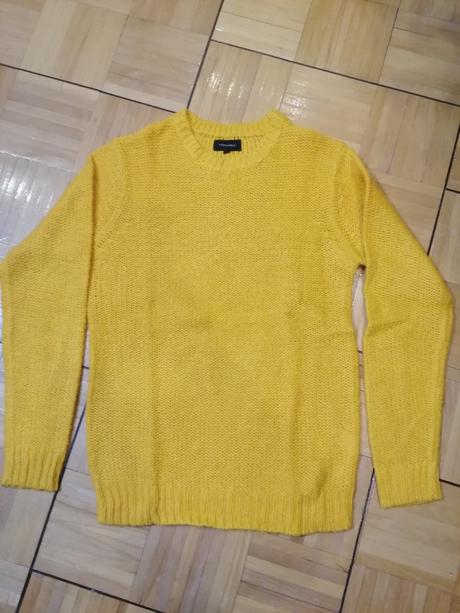 Pánsky žltý pletený sveter, m