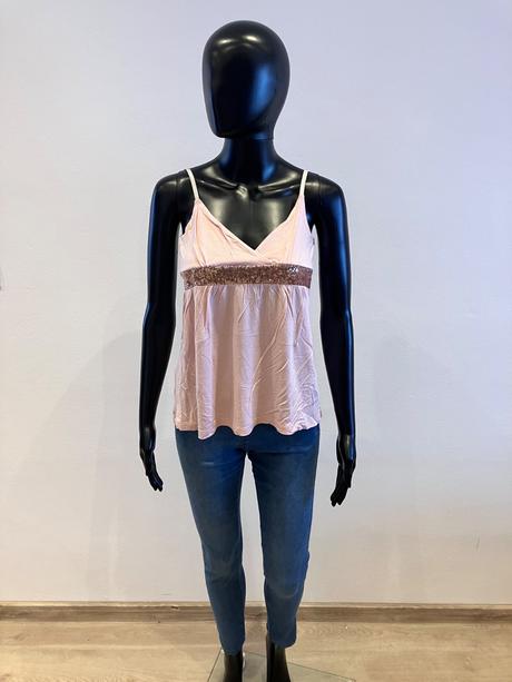 Dámsky ružový top s flitrami amisu (s), amisu,s