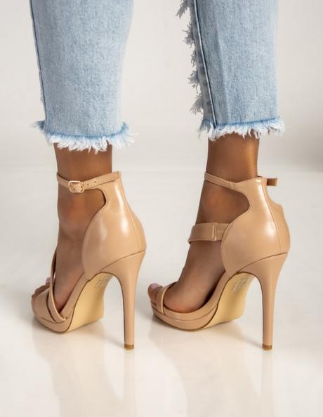 Béžové sandále na vysokom opätku, 39
