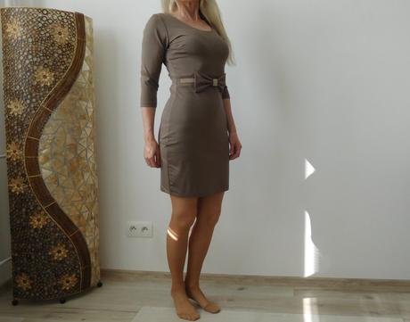 Olie šaty 38v, pružné hnedej farby, 38