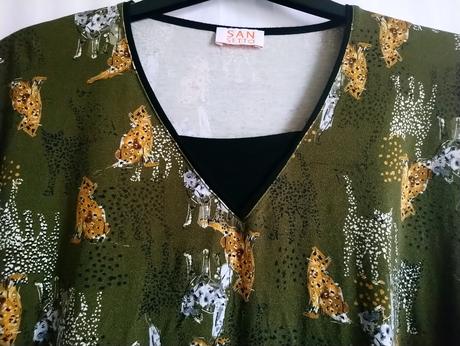 Dámsky elastický top mačkovitý motív, san setto, xxxl