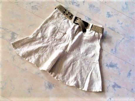 Ľanová naturálna sukňa, h&m,m