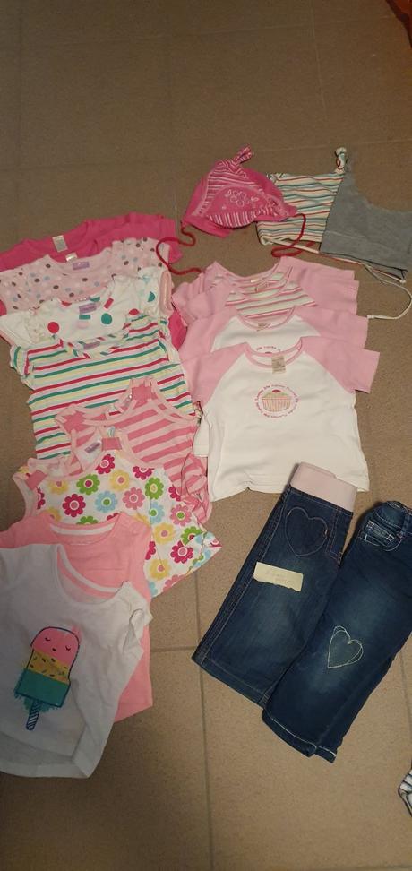Mix,11 ks tričká, 2 ks tielka,rifle,čiapky 3-6 mes, 68