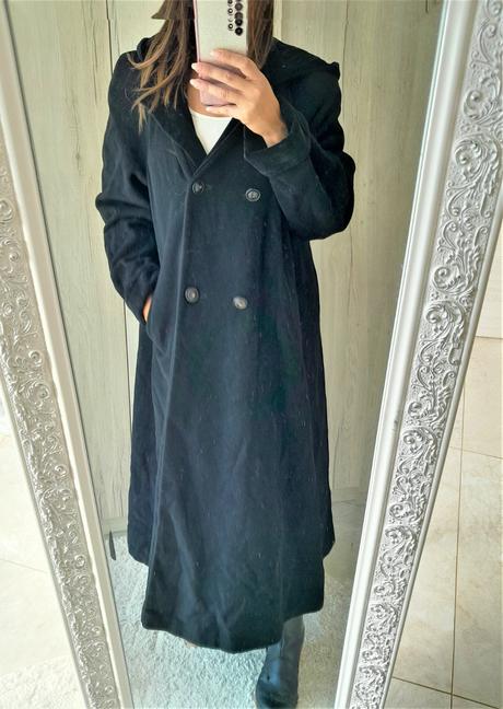 Zimný kabát s kašmírom a kapucňou-xl, xl