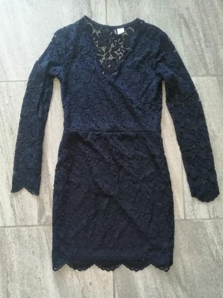 Tmavomodré čipkované šaty divided,v34,158-164, h&m,158