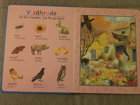 Knižka s 8-mi puzzle s anglickými slovíčkami, 